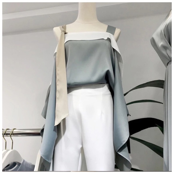 Silky Multi Color Asymmetrical Strappy Top - Picture 5 of 7